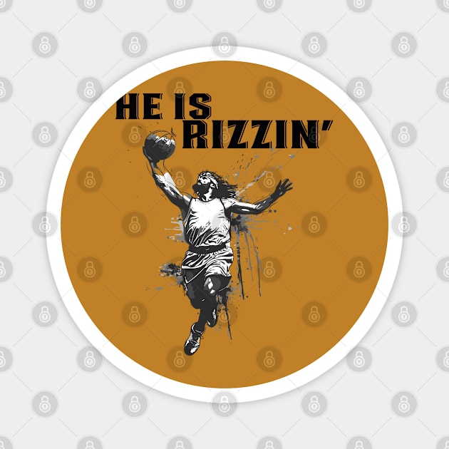 He Is Rizzin' Christian Juses Basketbal Happy Easter Retro3 Magnet by rhazi mode plagget